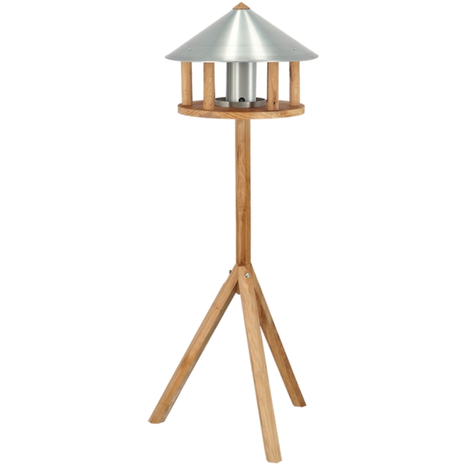 Esschert Design Futterhaus Eiche, mit Standfuß und Silo, verzinktes Metalldach, FB565
