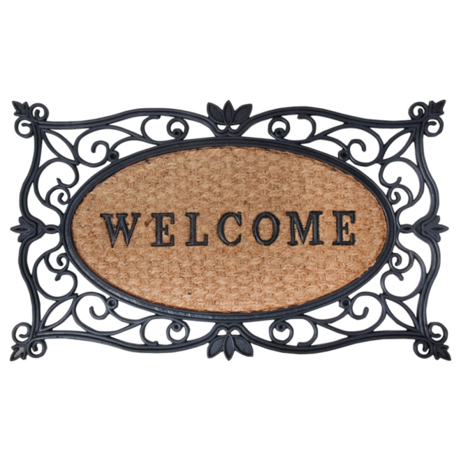 Esschert Design Fußmatte Welcome, 75x45cm, Gummi-Kokos, Schmutzfangmatte, Türmatte, RB107