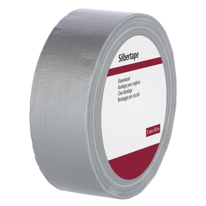 Silbertape Klauenverband 50m, 50mm, silbernes Klauenband, Schutzverband, Isolierband