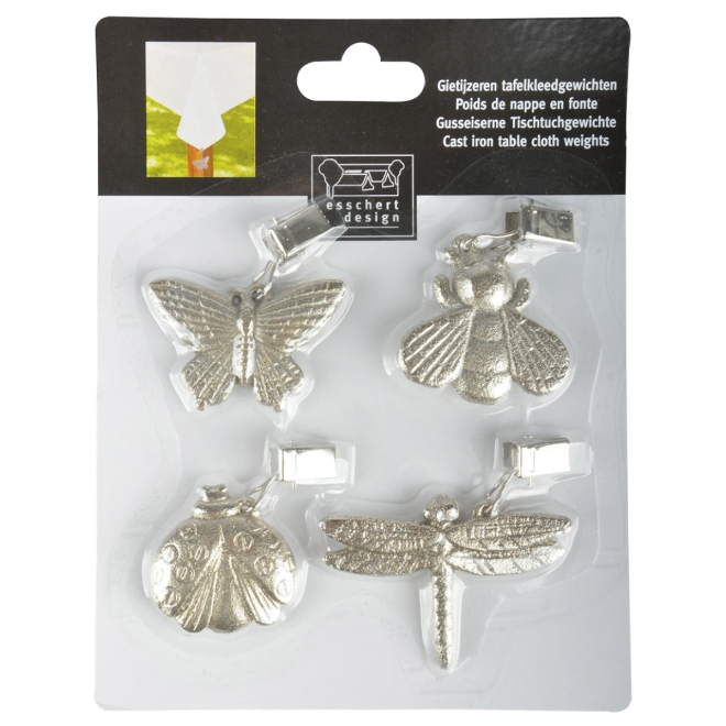 Esschert Design Tischtuchgewichte Gusseisen TW31, 4er Set, verschiedene Designs
