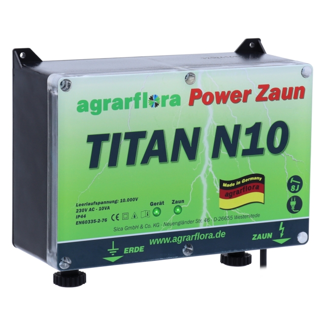 Agrarflora Weidezaungerät TITAN N10 - 10.000 Volt - 8 Joule - 230V Elektrozaungerät