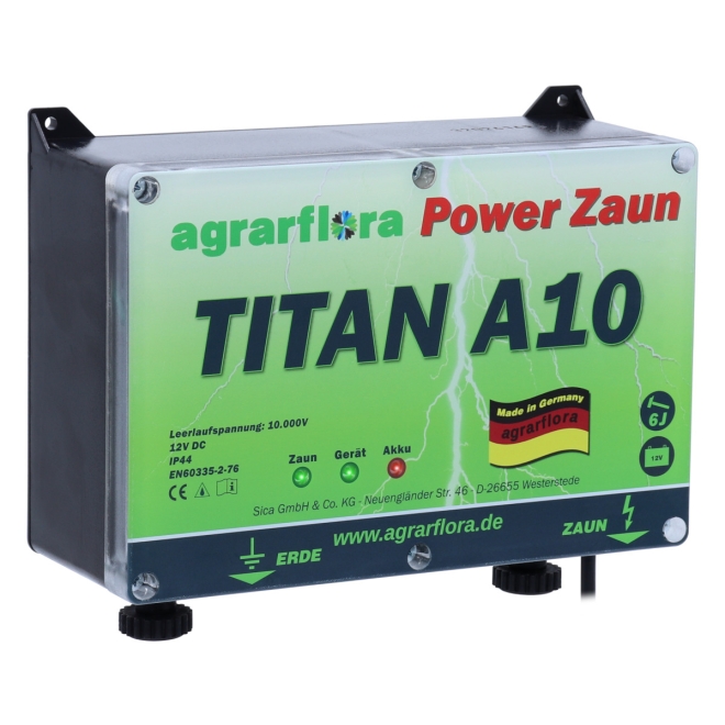 Agrarflora Weidezaungerät TITAN A10 - 10.000 Volt - 6 Joule - 12V Elektrozaungerät