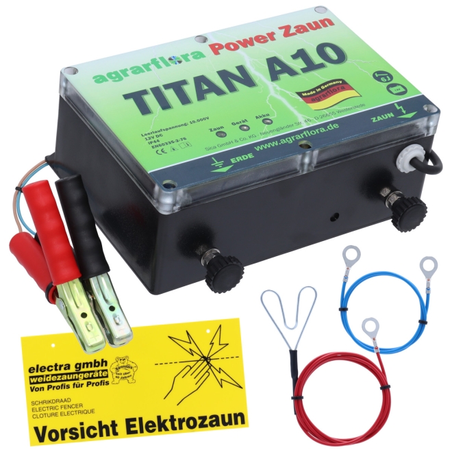 Agrarflora Weidezaungerät TITAN A10 - 10.000 Volt - 6 Joule - 12V Elektrozaungerät