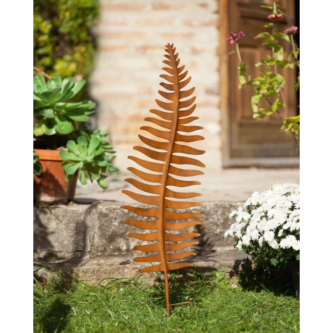 Gartenstecker Farnblatt 83cm, Gartenschild in Rostoptik, Dekostecker Farn