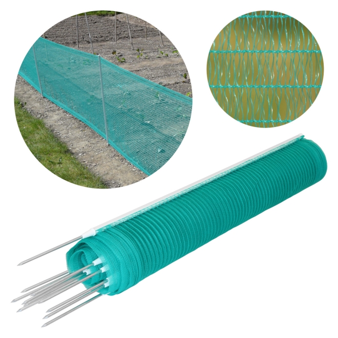 20m Universal Begrenzungszaun, 80cm, 11 Pfähle, mobiler Steckzaun, Campingzaun