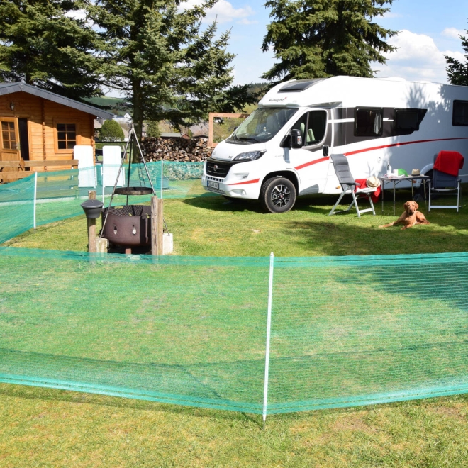20m Universal Begrenzungszaun, 80cm, 11 Pfähle, mobiler Steckzaun, Campingzaun