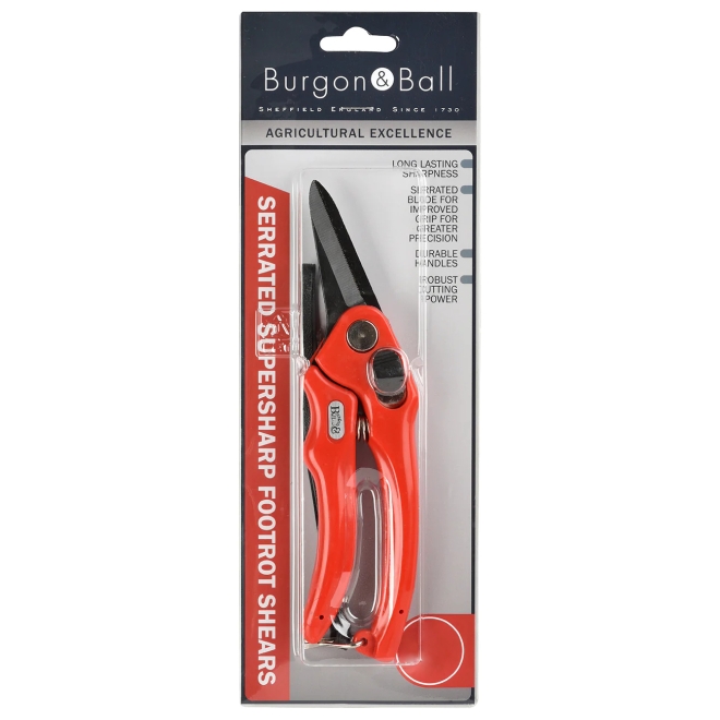 Burgon & Ball Klauenschere für Schafe & Ziegen, rot, gezahnte Hufschere