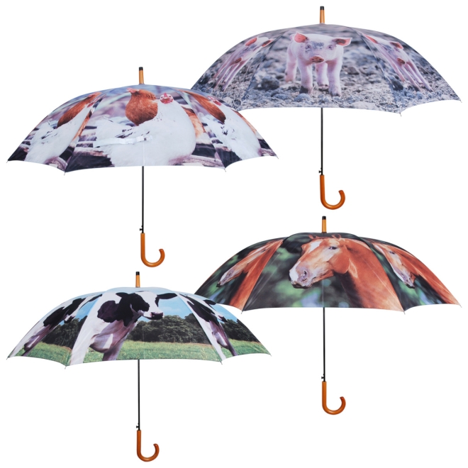 Esschert Design Regenschirm Bauernhoftiere, Automatikschirm, verschiedene Motive