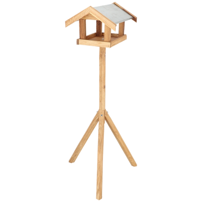 Esschert Design Futterhaus Eiche - Vogelfutterhaus mit Metalldach - FB566