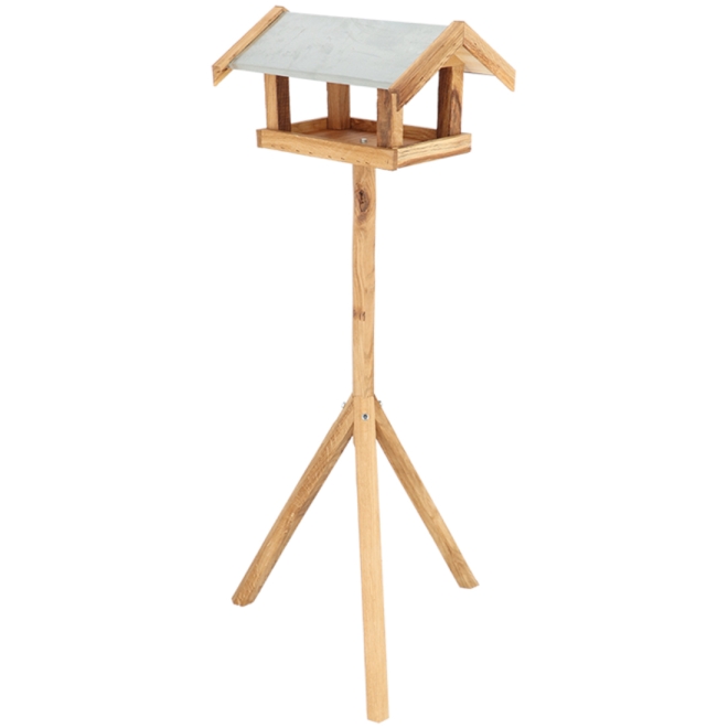 Esschert Design Futterhaus Eiche - Vogelfutterhaus mit Metalldach - FB566