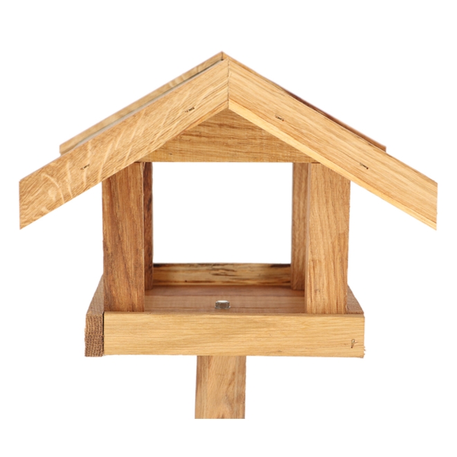Esschert Design Futterhaus Eiche - Vogelfutterhaus mit Metalldach - FB566