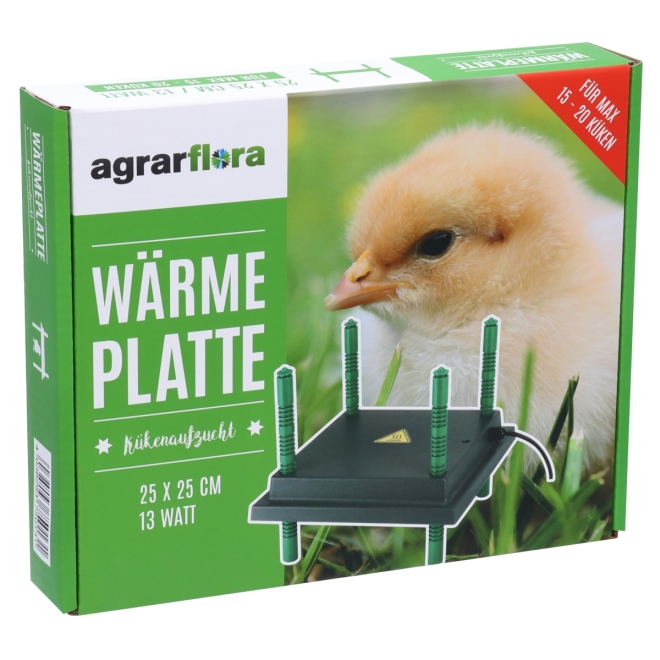 Agrarflora Küken-Wärmeplatte 25x25cm, 13 Watt, Heizplatte für die Kükenaufzucht