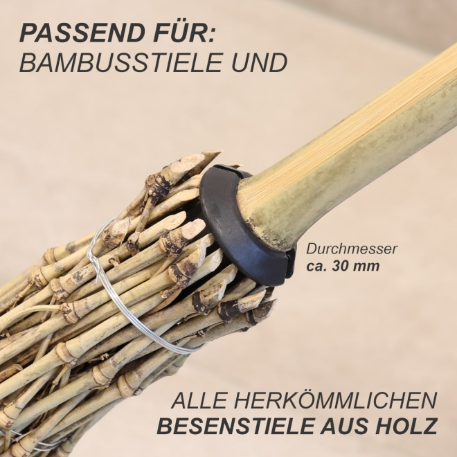 5x Bambusbesen, Stallbesen aus Bambusreisig, Reisigbesen mit Kunststoff-Stielaufnahme