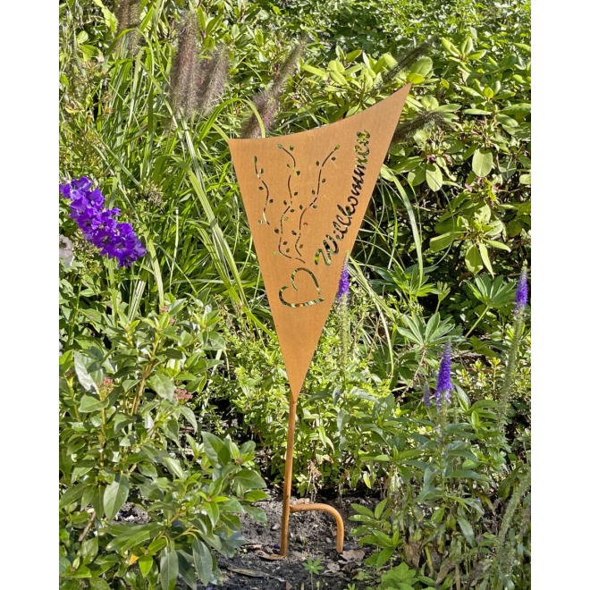 Gartenstecker Willkommen, Gartenschild in Rostoptik, Wilkommensschild 82cm