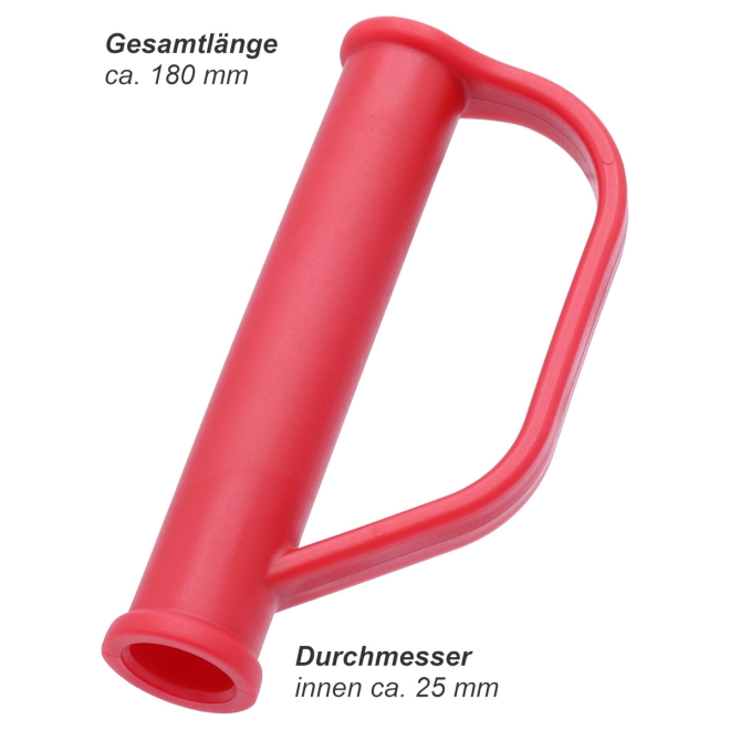 Sackkarrengriffe 25mm mit Bügel - Sicherheitsgriffe für Sackkarren rot - 2 Stück
