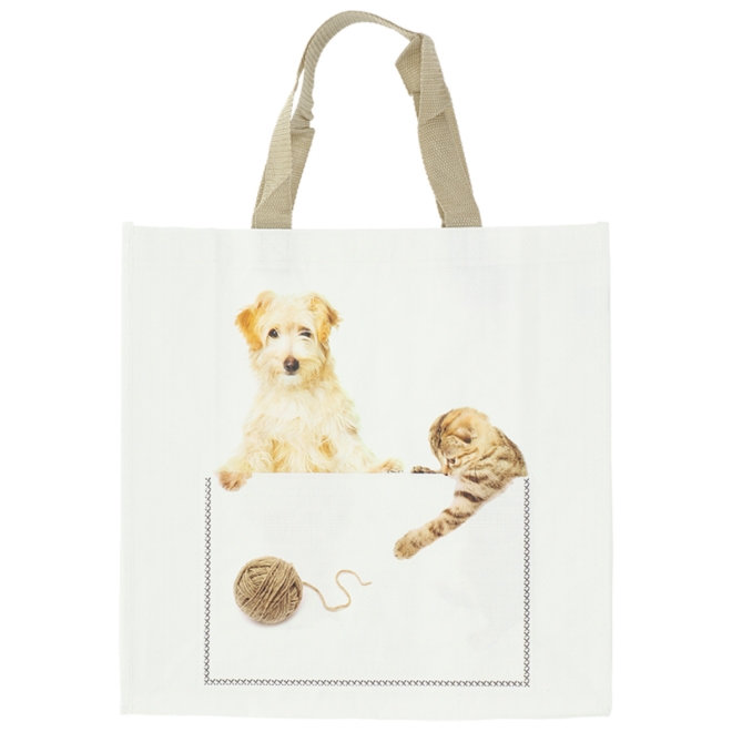 Esschert Design Tragetasche Hunde, Jutebeutel, Einkaufstasche mit Hundemotiv