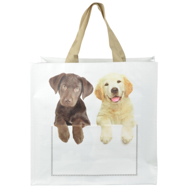 Esschert Design Tragetasche Hunde, Jutebeutel, Einkaufstasche mit Hundemotiv