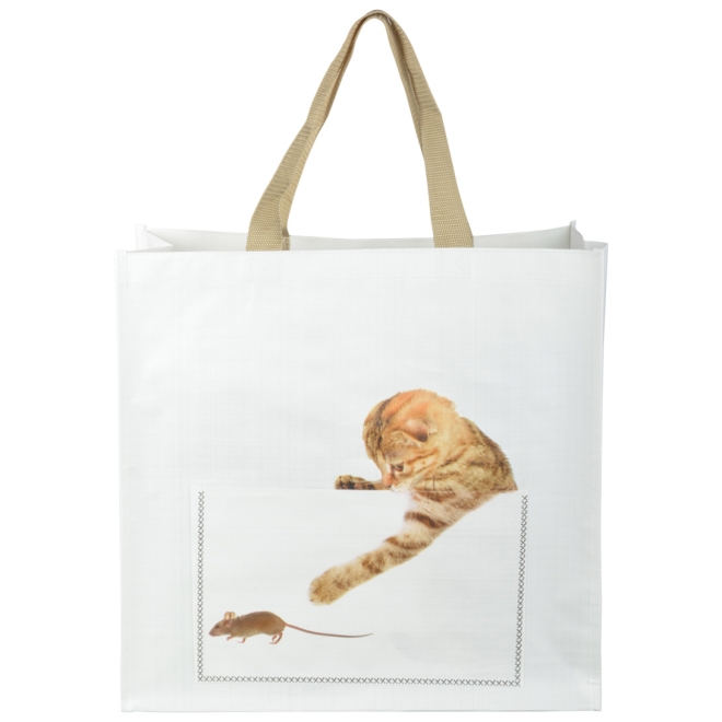 Esschert Design Tragetasche Katzen, Jutebeutel, Einkaufstasche mit Katzenmotiv