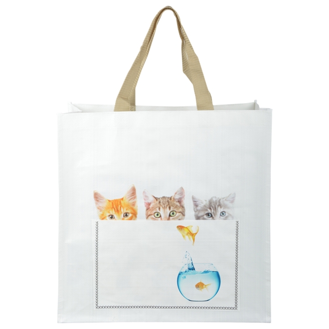 Esschert Design Tragetasche Katzen, Jutebeutel, Einkaufstasche mit Katzenmotiv