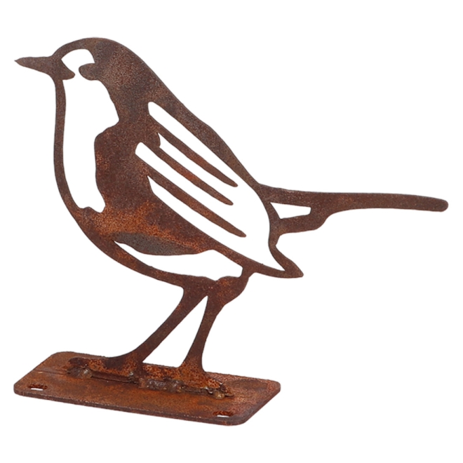 Esschert Design Gartenfigur Rotkehlchen 12x10cm - Vogel Dekofigur in Rostoptik
