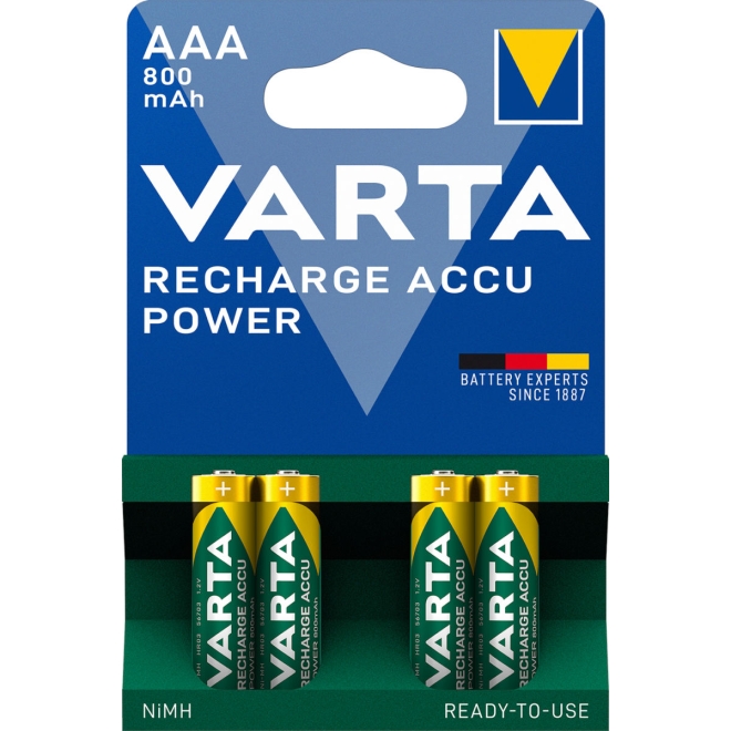 Varta Recharge Accu AAA, Micro HR03, 1,2 Volt, 800mAh - 4er Blister