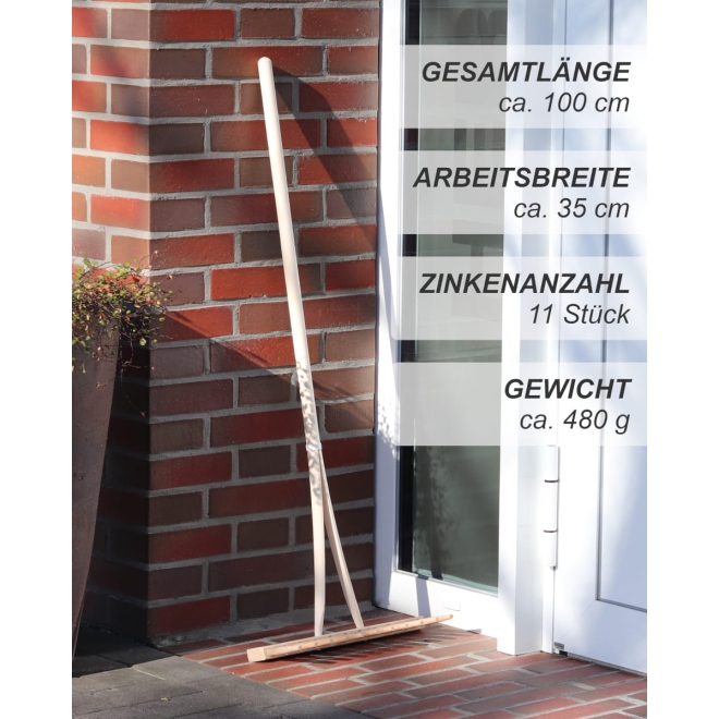 Kinder Holzrechen 35cm mit Stiel - Mini Heurechen für Kinder 100cm