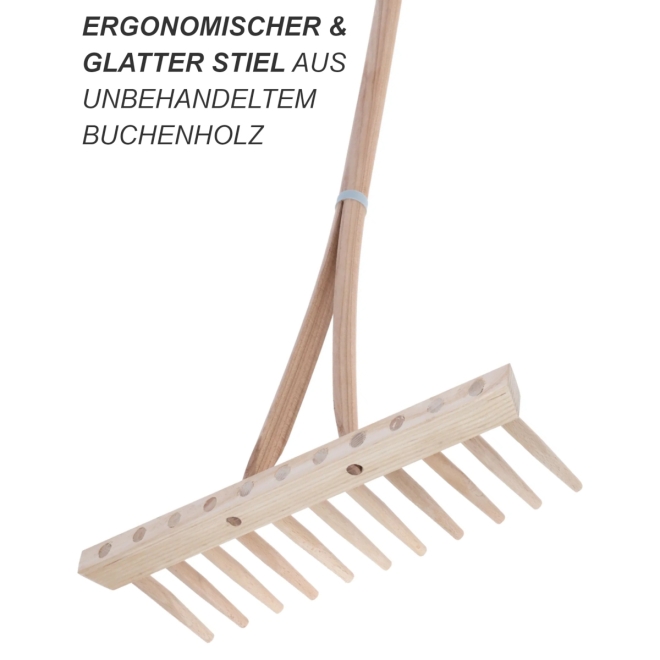 Kinder Holzrechen 35cm mit Stiel - Mini Heurechen für Kinder 100cm