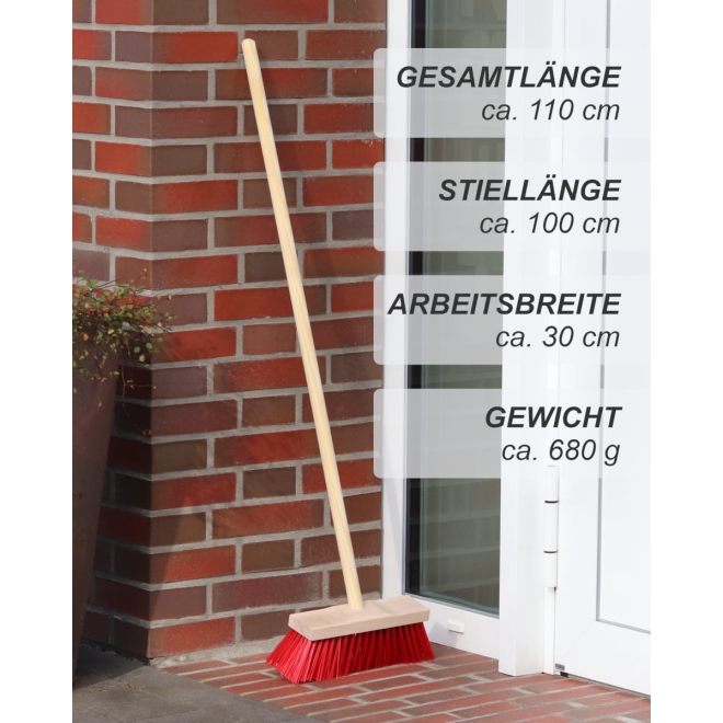 Kinder Straßenbesen 30cm mit Stiel - Elaston Spielbesen für Kinder 110cm