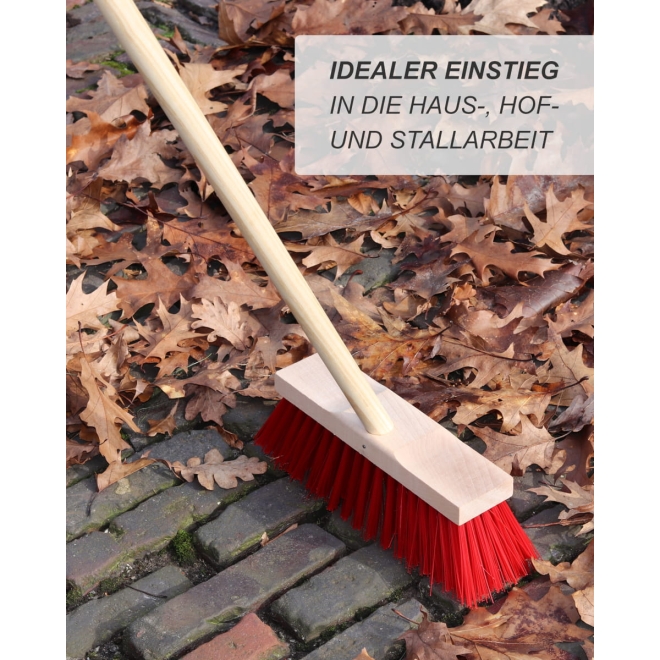 Kinder Straßenbesen 30cm mit Stiel - Elaston Spielbesen für Kinder 110cm