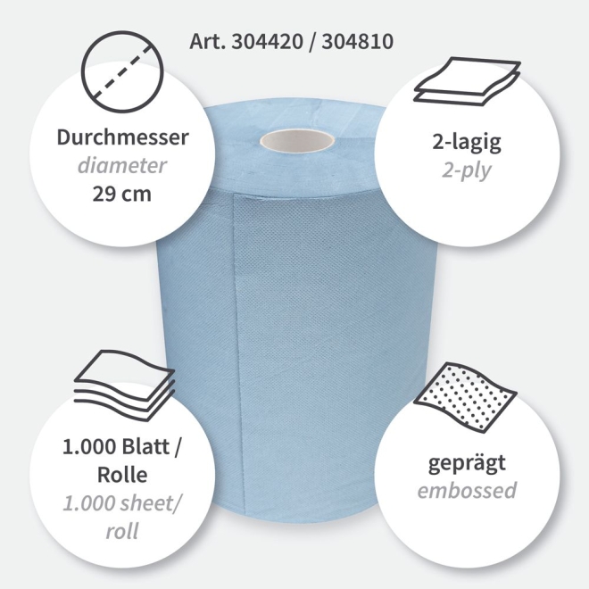 Hygoclean Putzpapier 2-lagig - Putztücher 35x22cm - 2 Rollen à 1000 Blatt