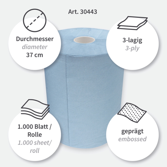 Hygoclean Putzpapier 3-lagig - Putztücher 35x38cm - 1 Rolle à 1000 Blatt
