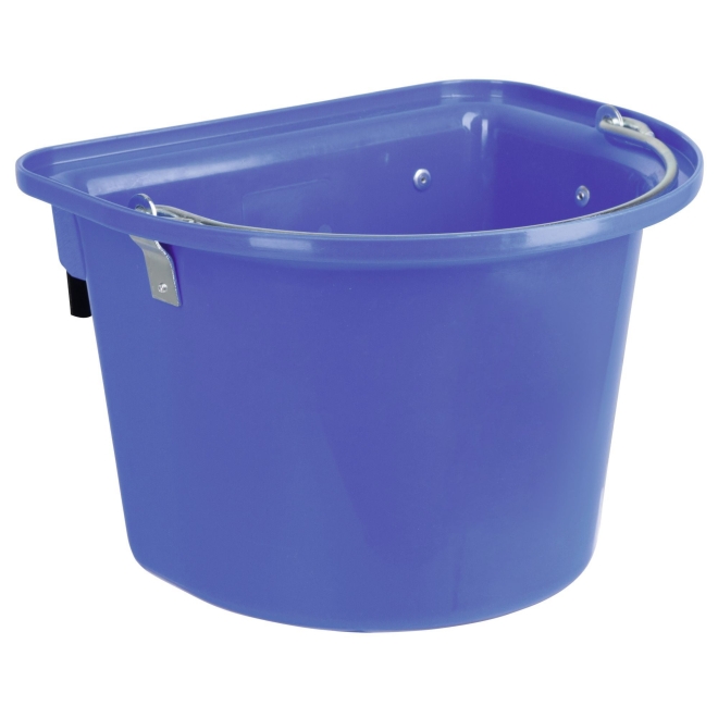 Futterkrippe 12 Liter, Blau, mit Aufhängehaken und Henkel, Futtertrog für Transporter und Turniere