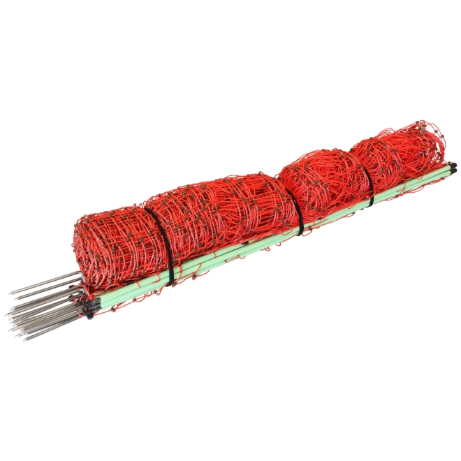50m Geflügelnetz, Euro, 112cm, 1 Spitze, orange, Hühnerzaun, Geflügelzaun, Hühnernetz, Elektrozaun