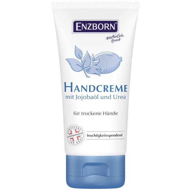Enzborn Handcreme 75ml, Feuchtigkeitscreme mit Jojobaöl und Urea