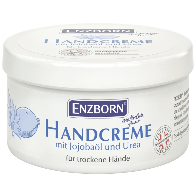Enzborn Handcreme 250ml, Feuchtigkeitscreme mit Jojobaöl und Urea