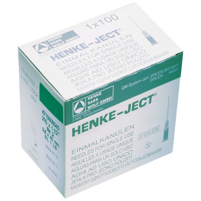 HSW Henke-Ject Einmalkanülen 1,4 x 50 mm - Luer Ansatz - 100 Stück