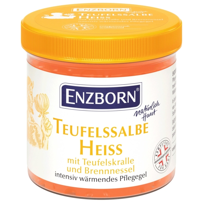 Enzborn Teufelssalbe Heiß 200ml, wärmendes Pflegegel mit Teufelskralle und Brennnessel