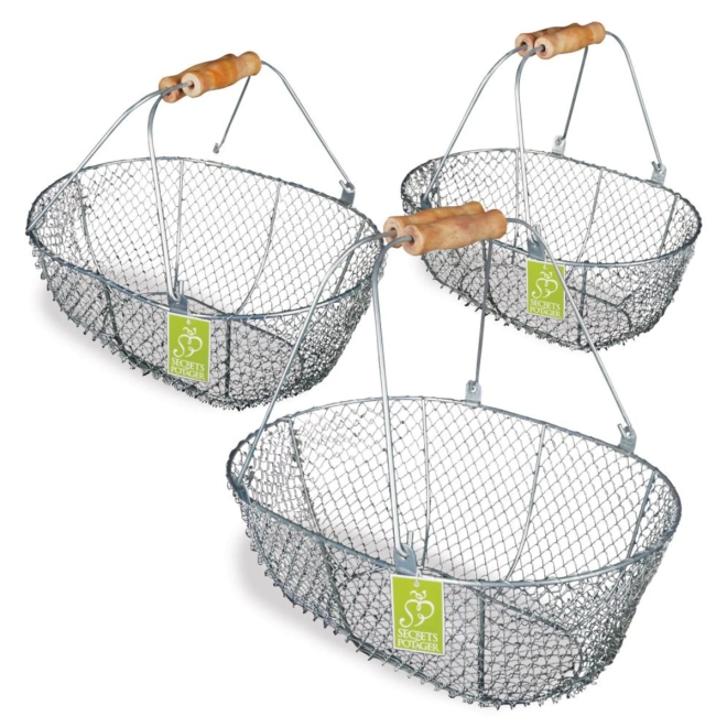 Esschert Design Drahtkörbe 3er-Set verzinkt, W2026, Erntekorb, Dekokorb, Gartenkorb