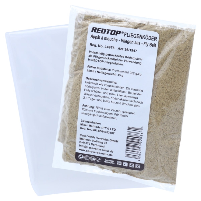 RedTop Nachfüllpack für Fliegenfalle XL 8 Liter - Ersatzbeutel + Köder 45g