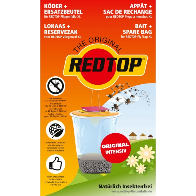 RedTop Nachfüllpack für Fliegenfalle XL 8 Liter - Ersatzbeutel + Köder 45g