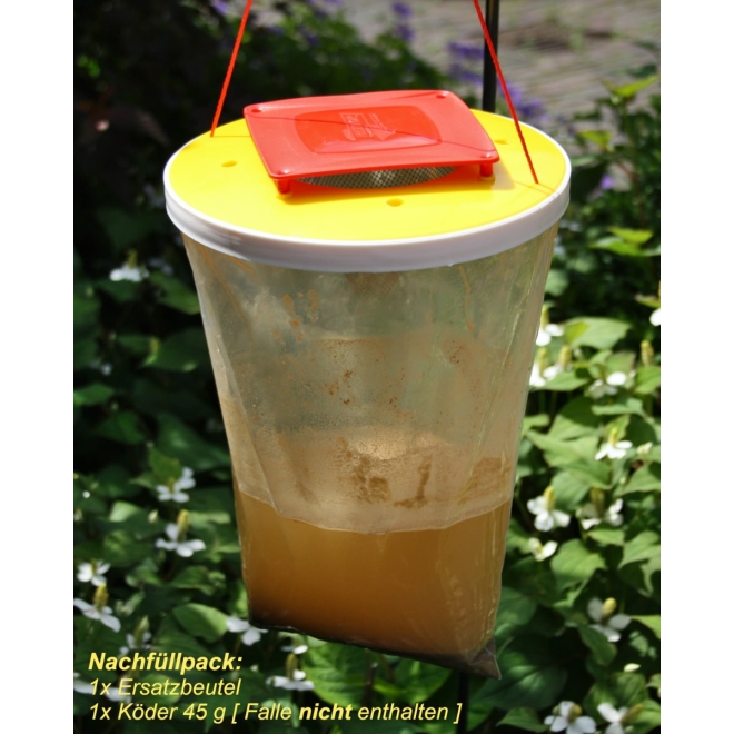 RedTop Nachfüllpack für Fliegenfalle XL 8 Liter - Ersatzbeutel + Köder 45g