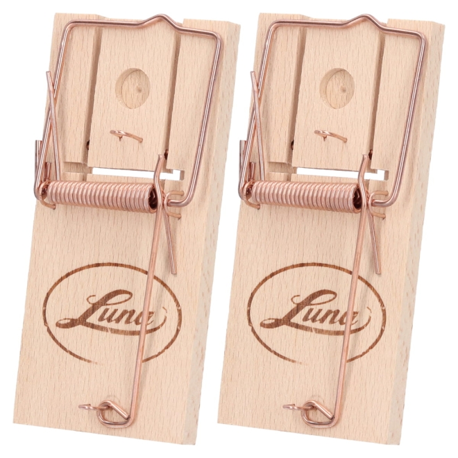 2x Mausefalle aus Holz - klassische Schlagfalle - Schnappfalle zur Mäuseabwehr - 2 Stück