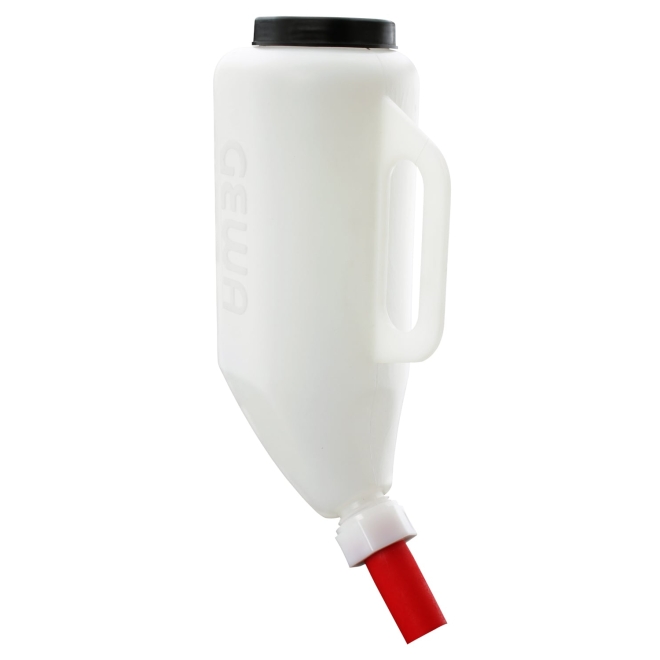 GEWA Trockenfutterflasche 2,5 Liter, Körnerflasche, Pelletflasche für Kälber mit Sauger