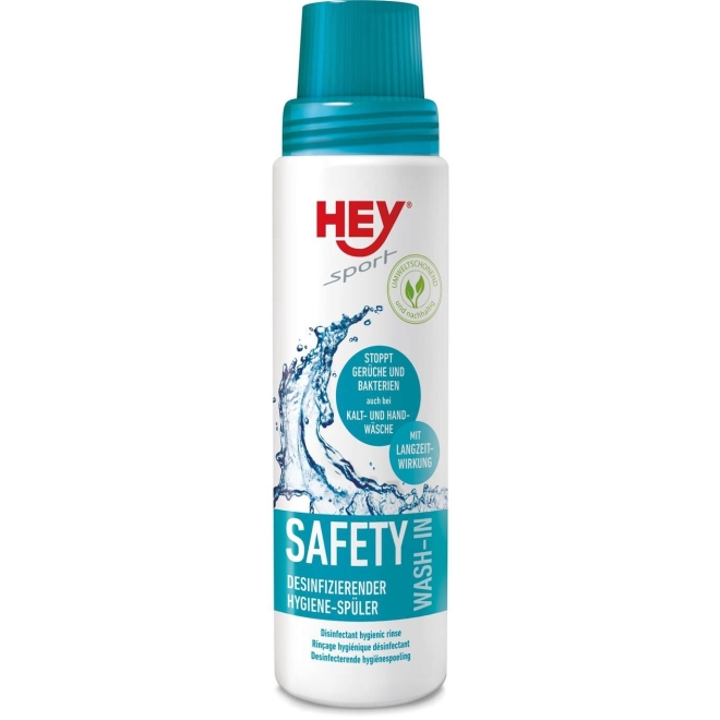HEY Sport Safety Wash-In 250ml, Hygienespüler, beseitigt Gerüche, Pilze und Keime