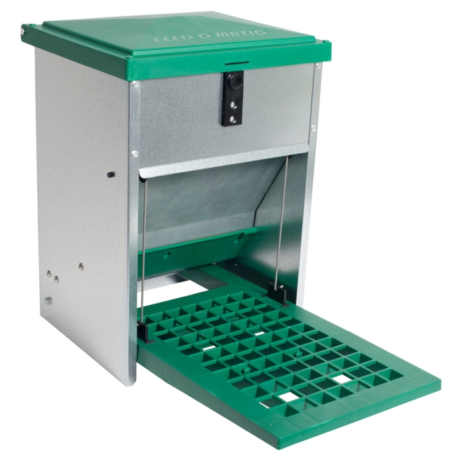 Feedomatic Geflügelfutterautomat 5kg, verzinkt, Hühner-Futterautomat mit Trittplatte