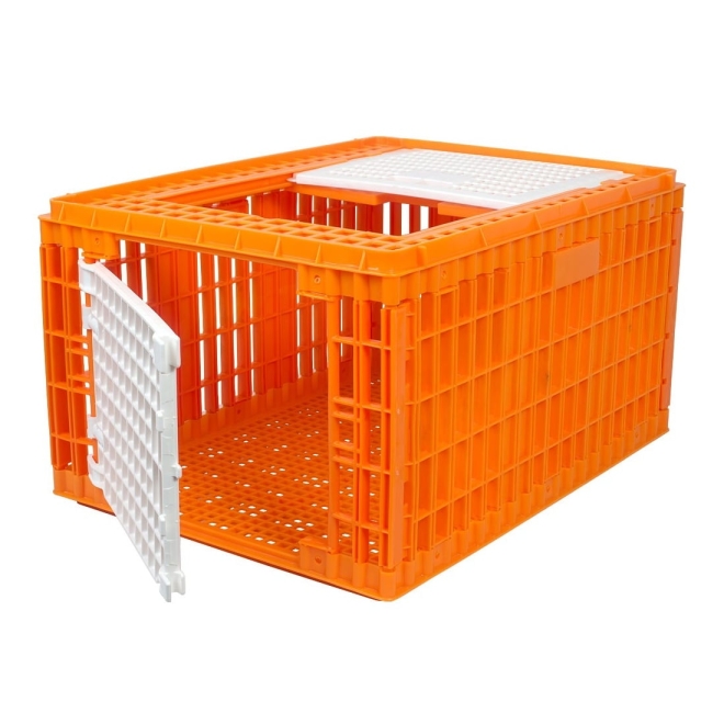 Geflügel-Transportbox HDPE, 77x58x42cm, hohe Transportkiste für Hühner, Truthähne und Gänse