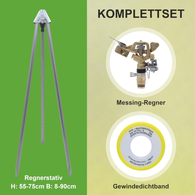 Sica Kreisregner 1/2 Zoll Sektorenregner Impulsregner Messing Regner Stativ Set
