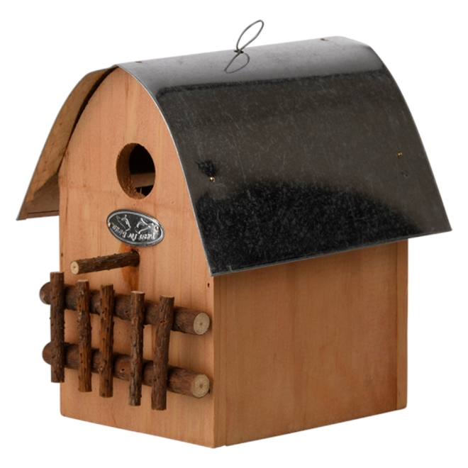 Esschert Design Nistkasten Haus mit Zaun, Vogelhaus, Brutkasten, farblich sortiert, NKH