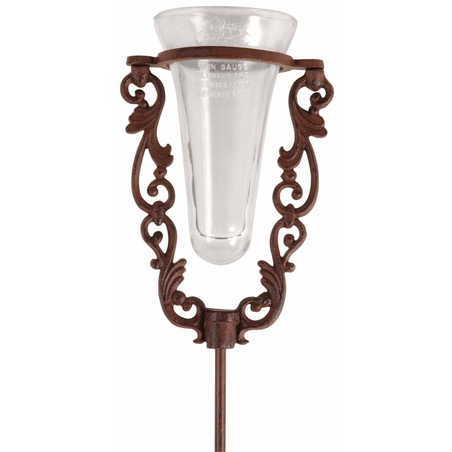 Esschert Design Regenmesser aus Gusseisen und Glas, Niederschlagsmesser TH39
