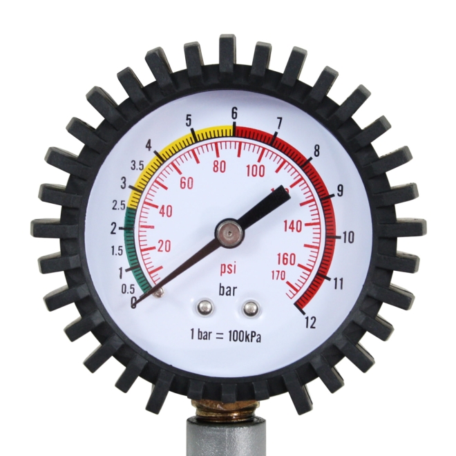 Reifenfüllmesser, mit Pistolengriff und Manometer, Reifenprüfer mit 35cm Schlauch und Ventilstecker